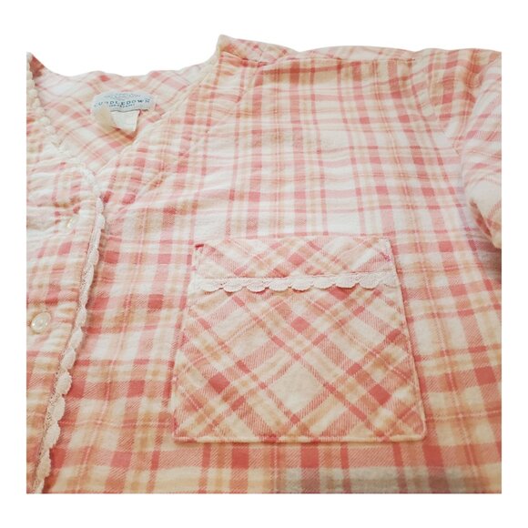 CUDDLEDOWN SZ M Vintage Women's Plaid 100% Cotton Soft Flannel Nightgown Pink - Picture 3 of 7